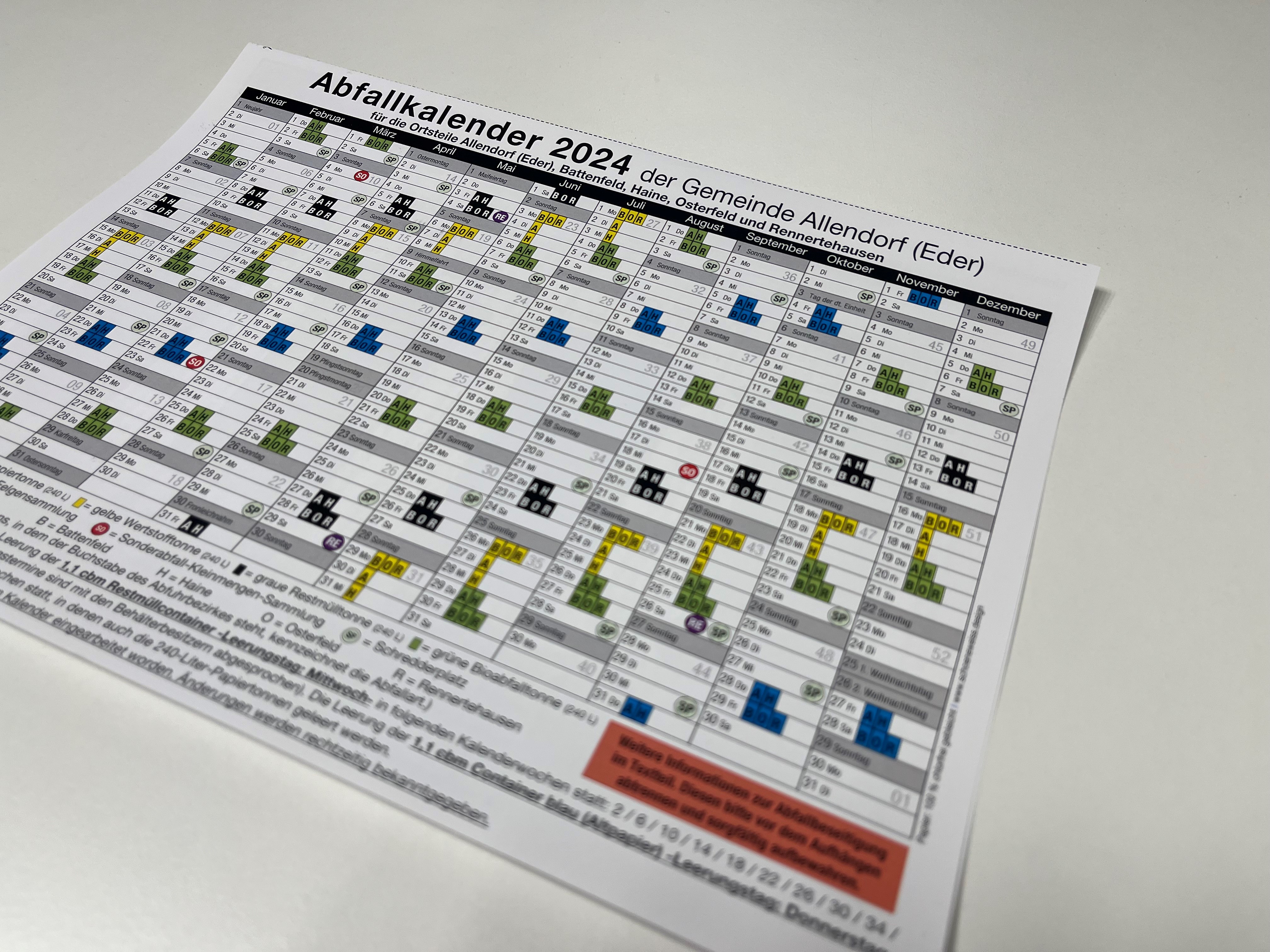 Abfallkalender 2024 | Allendorf (Eder)